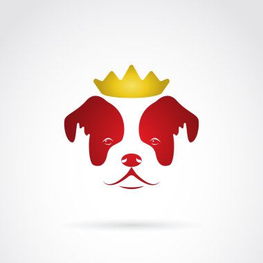 Vector image of an red dog crowned on white background. vector