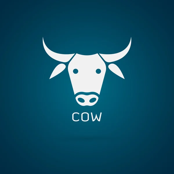 Immagine vettoriale di un disegno testa di mucca su sfondo blu — Vettoriale Stock