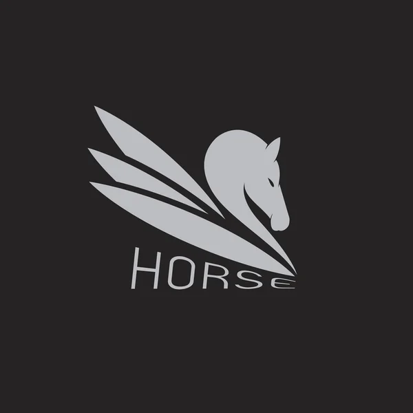 Immagine vettoriale di disegno cavallo alato su sfondo nero — Vettoriale Stock