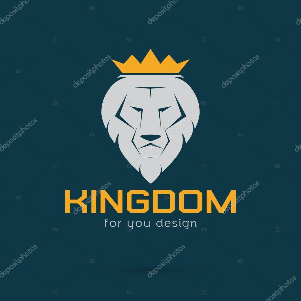 Vector image of an white lion crowned
