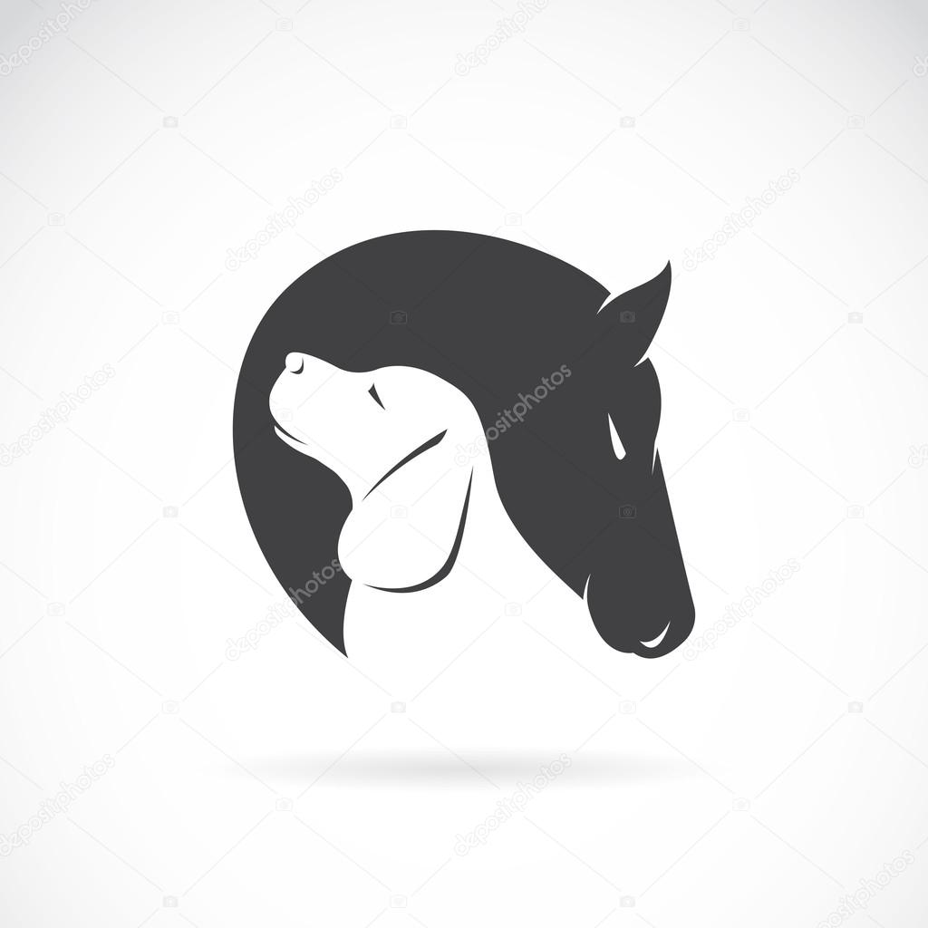 Vector image of horse and dog on white background