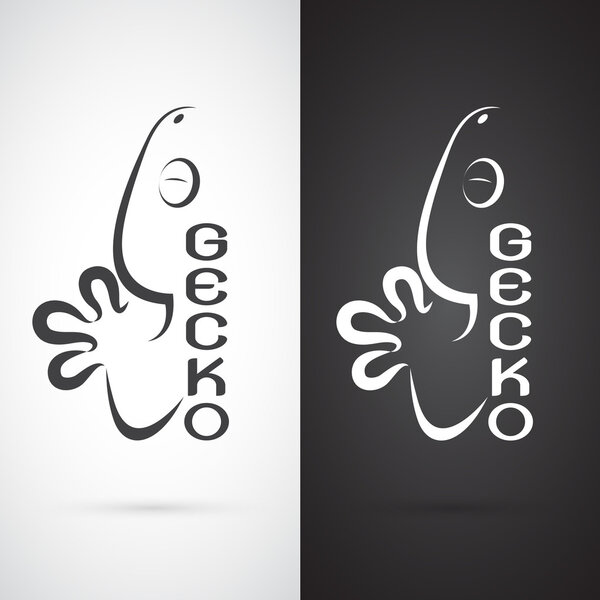Vector image of an gecko design on white background and black ba