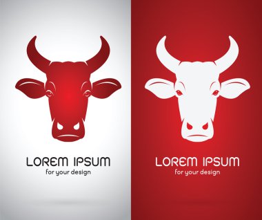 Vektör görüntü bir inek baş tasarım beyaz arka plan ve kırmızı b