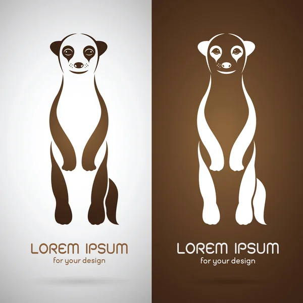 Imagen vectorial de un diseño de suricatas sobre fondo blanco y marrón — Vector de stock