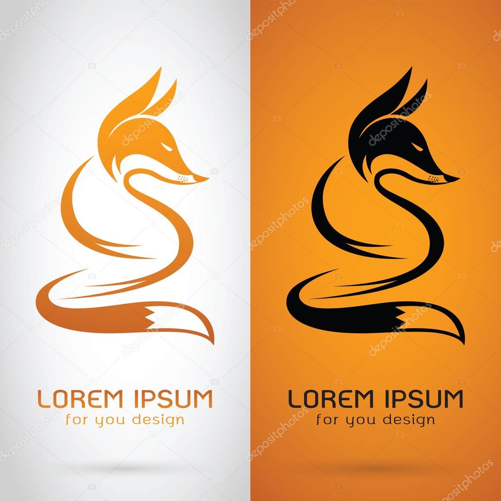 Vector image of an fox design on white background and orange background, Logo, Symbol