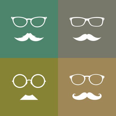 Vektör yansıma grubu bir gözlük ve bıyıklı