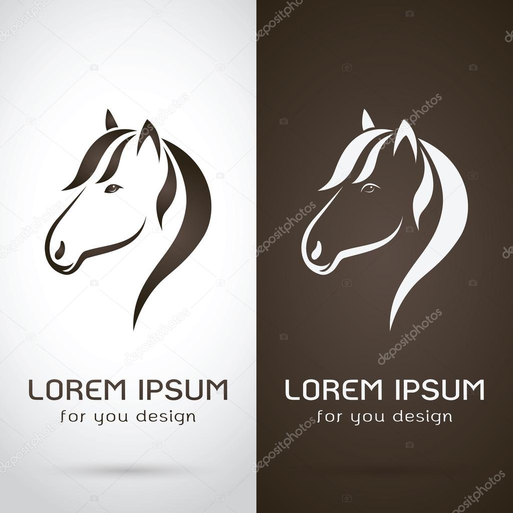 Vector image of an horse design on white background and brown background, Logo, Symbol