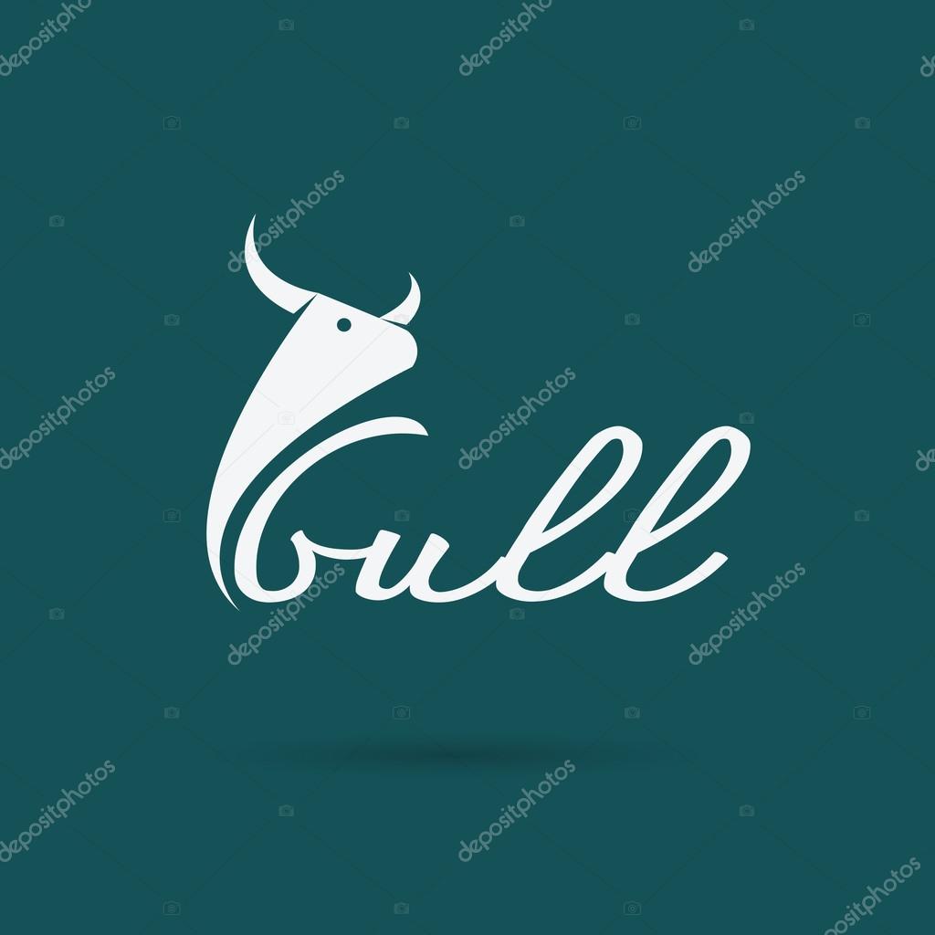 Vector design bull is text on blue background.
