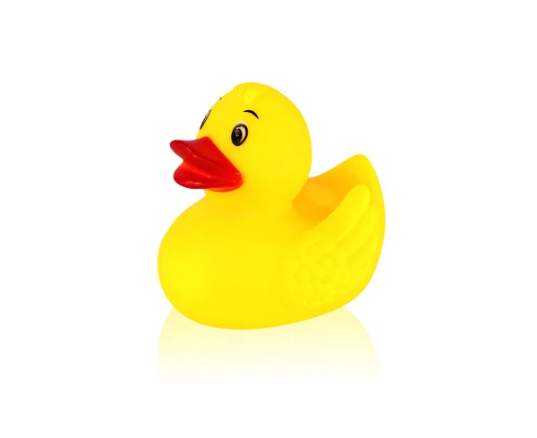 Imagem de pato de borracha amarelo isolado sobre fundo branco — Fotografia de Stock