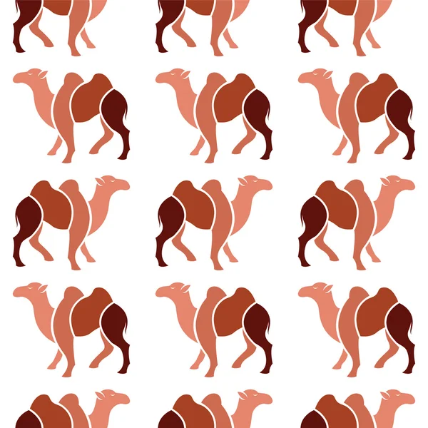 Vector seamless pattern with brown camel  on white background. w — Stock Vector