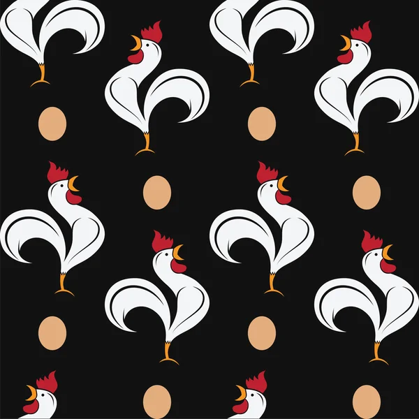 Cock vector art background design for fabric and decor. Seamless — Stock Vector