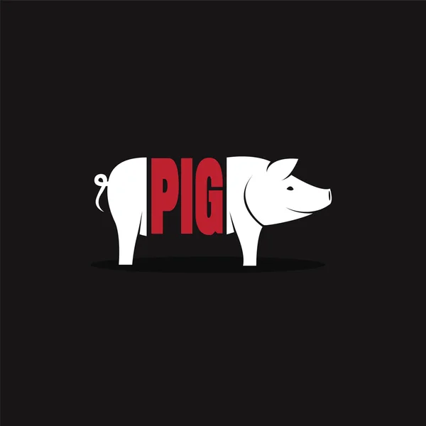 Vector design pig est du texte sur fond noir. Logo, symbole — Image vectorielle