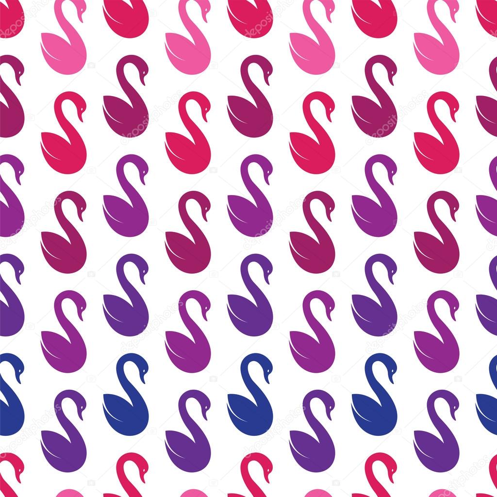 Vector seamless pattern with swan on white background. wallpaper