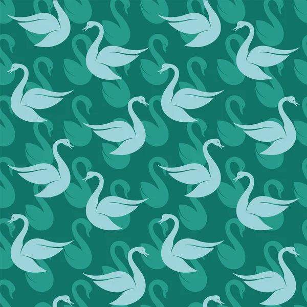Vector seamless pattern with swan on blue background. wallpaper — Stock Vector