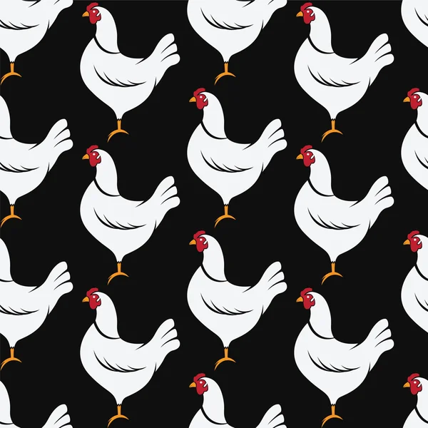 Projeto de fundo de arte vetorial galinha para tecido e decoração. Sem emenda —  Vetores de Stock