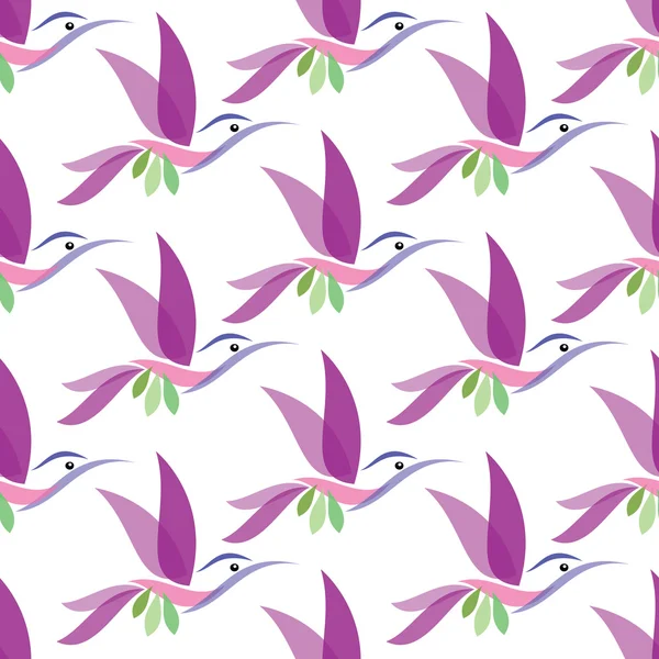Hummingbird vettore arte disegno di sfondo per tessuto e arredamento. S — Vettoriale Stock