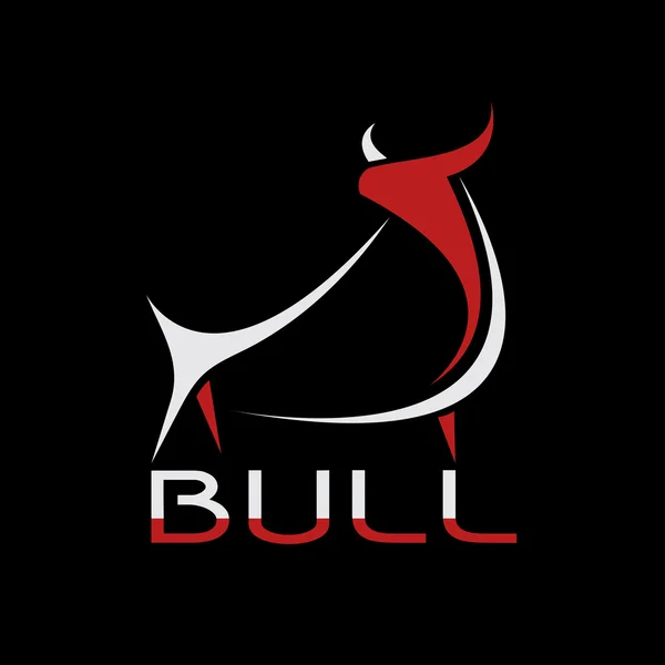 Imagine vectorială a unui design de taur pe un fundal negru. Logo, Simbol — Vector de stoc