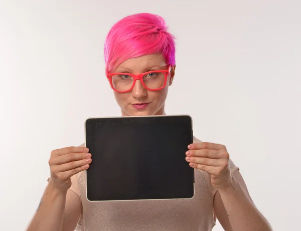 Punk girl holding tablet — Stock Photo, Image