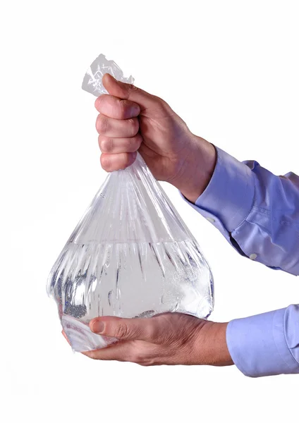 Hands holding plastic  bag — Stock Photo, Image