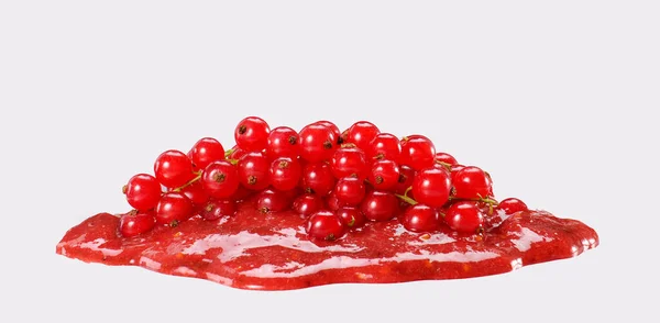 Fruits Aux Baies Rouges Sur Confiture Isolée Sur Fond Blanc — Photo