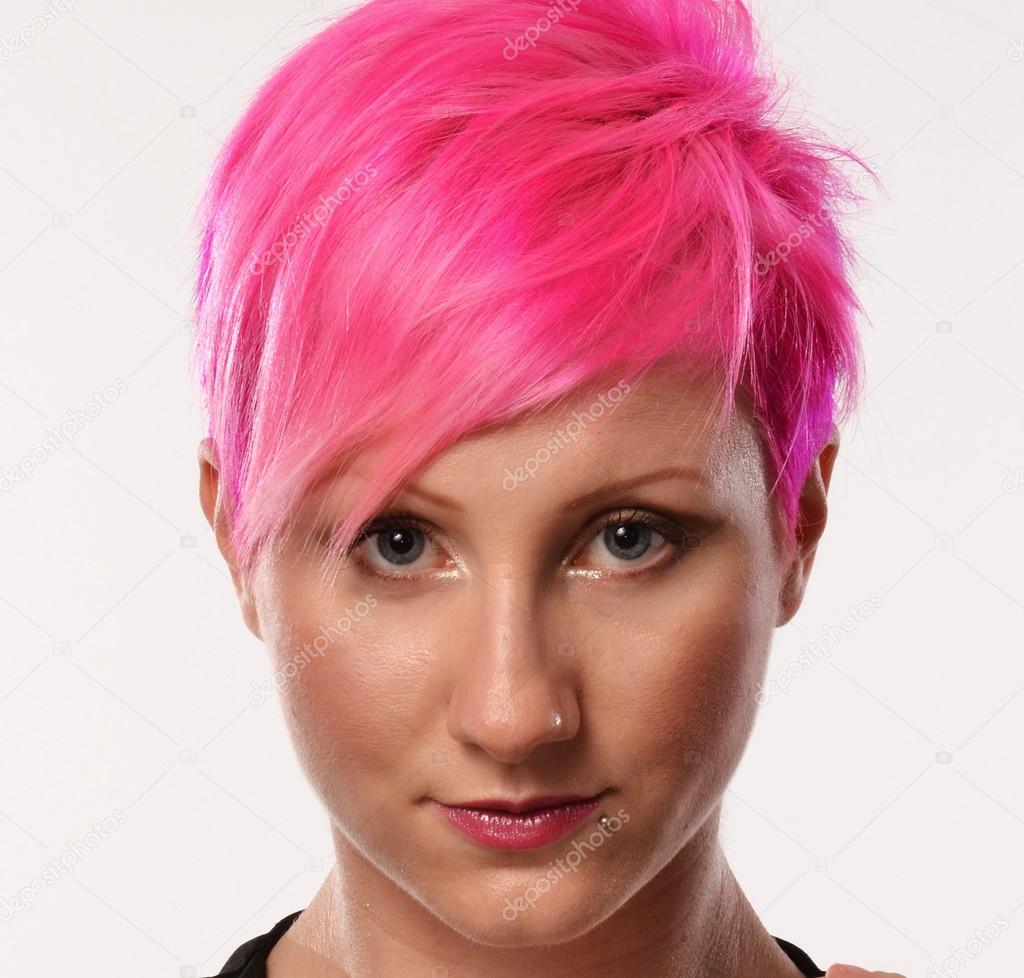 Pink hair woman punk