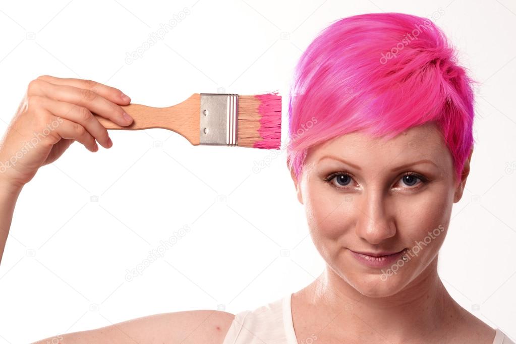 Pink hair woman punk
