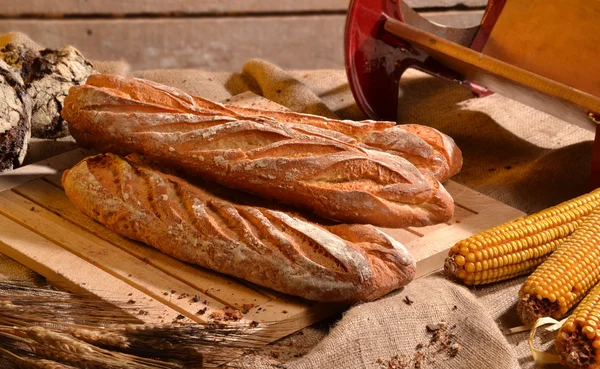 Rustic bread and wheat