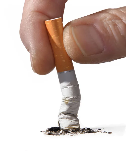 Male hand broking cigarette — Stock Photo, Image