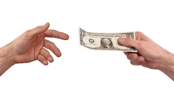 Χέρι, δίνοντας χρήματα σε ένα άλλο χέρι — Φωτογραφία Αρχείου