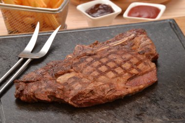 Grilled beef steak on stone