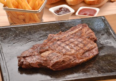 Grilled beef steak on stone