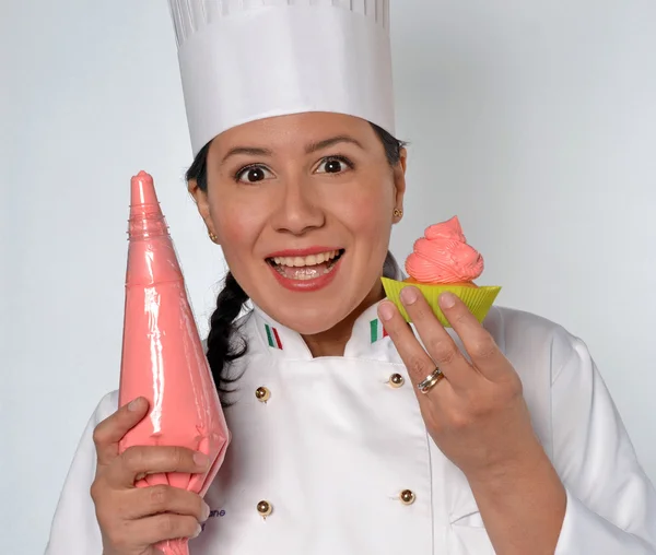 Woman cook holding  cone — Stock Photo, Image