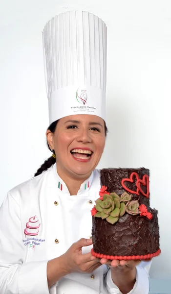 Woman holding cake. — Stock Photo, Image