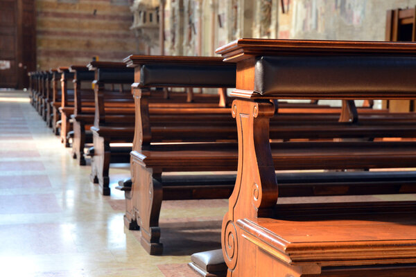 wooden Benches in church