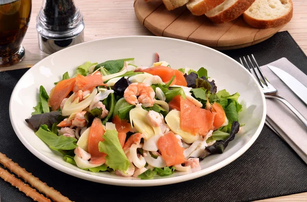 Sea salad on white plate — Stock Photo, Image