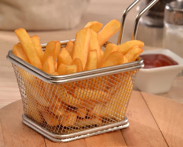 Fried potatoes chest and sauces — Stock Photo, Image