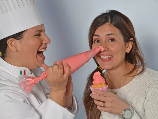 Woman cook enjoying with friend. — Stock Photo, Image