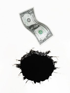dollar falling into hole clipart