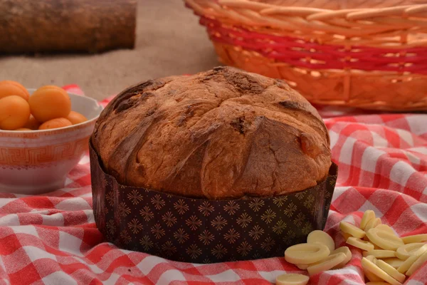 Panettone pão e ingredientes — Fotografia de Stock