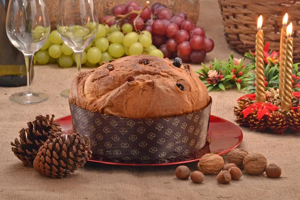 Panettone bread and ingredients — Stock Photo, Image