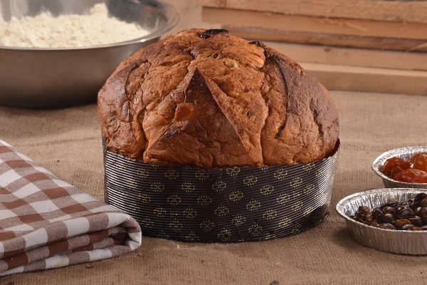 Panettone pane e ingredienti — Foto Stock