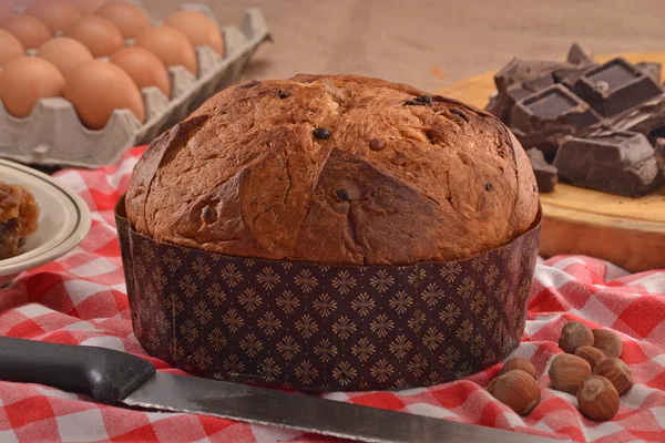 Panettone pan e ingredientes — Foto de Stock