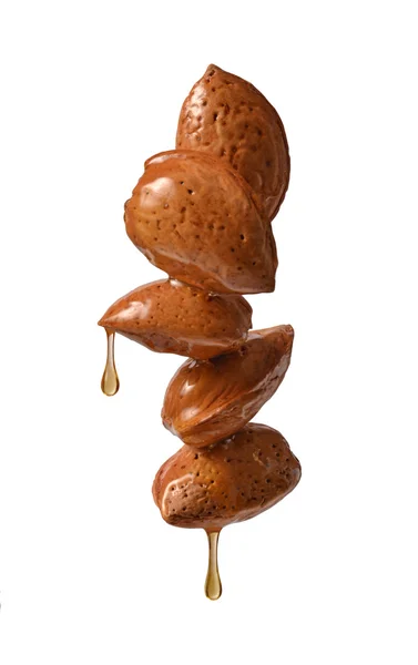 Almonds with oil drops — Stock Photo, Image