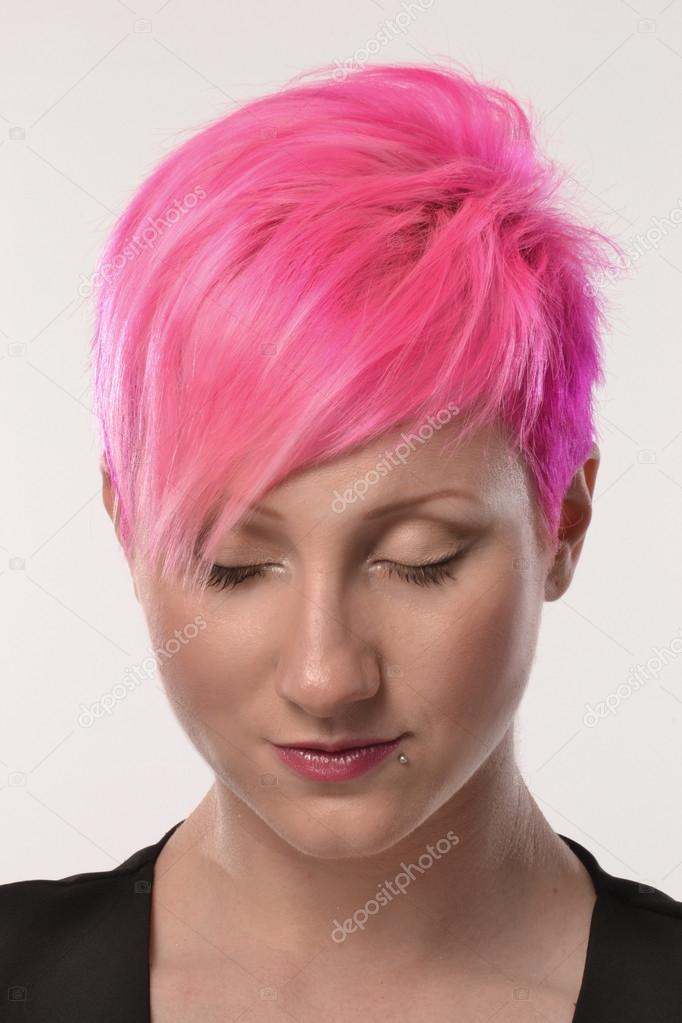 Pink hair woman