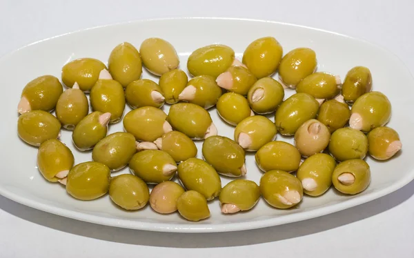 Almond staffed olives — Stock Photo, Image