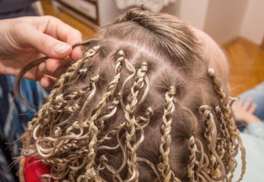 process of weaving braids clipart