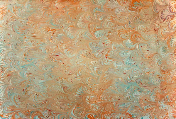 Ebru turuncu mavi dalgalar