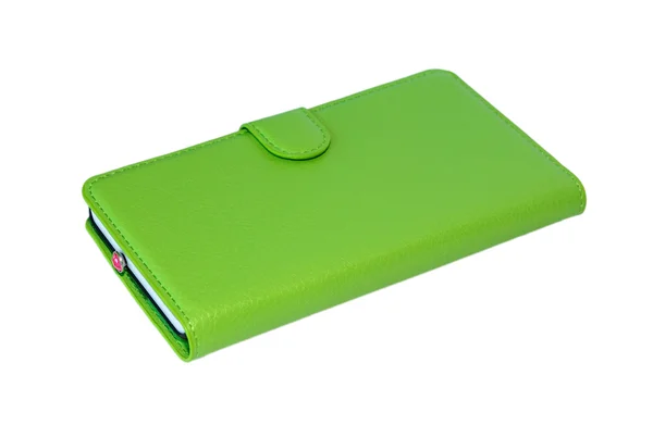 Smartphone in copertina verde — Foto Stock