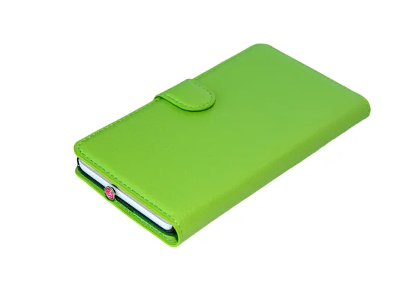 Smartphone in copertina verde — Foto Stock