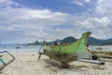 Lombok, Endonezya, geleneksel ahşap tekne
